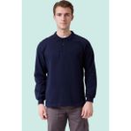 Erkek Uzun Kollu Polo Yaka Sweatshirt Pamuk Galanthus Sweat Pamuklu Iş Günlük Için - Lacivert - XL