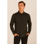 Erkek Uzun Kollu Regular Fit %100 Keten Gömlek Siyah - 2XL