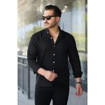 Erkek Uzun Kollu Regular Sofya Keten Gömlek - Siyah