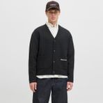 Erkek V Yaka Dügmeli Kazak - Norrebro - 001-Siyah - 2XL