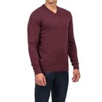 Erkek V Yaka Kazak Sık Örme Desenli Bordo Slim Fit Kazak NCS JEANS 3002 BORDO M