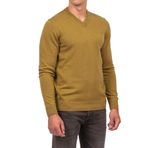 Erkek V Yaka Kazak Sık Örme Desenli Hardal Slim Fit Kazak NCS JEANS 3002 HARDAL XL