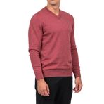 Erkek V Yaka Kazak Sık Örme Desenli Kırmızımelanj Slim Fit Kazak NCS JEANS 3002 KIRMIZIMELANJ L