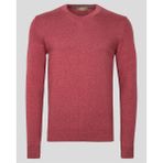 Erkek V Yaka Kazak Sık Örme Desenli Kırmızımelanj Slim Fit Kazak NCS JEANS 3002