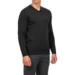 Erkek V Yaka Kazak Sık Örme Desenli Siyah Slim Fit Kazak NCS JEANS 3002 SİYAH M