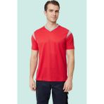 Erkek V Yaka Nefes Alan Tshirt Allium Tişört Alabilir Esnek Şık Iş Günlük Için - Kırmızı - Gri