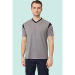 Erkek V Yaka Nefes Alan Tshirt Allium Tişört Alabilir Esnek Şık Iş Günlük Için - Koyu Gri - Siyah - 3XL