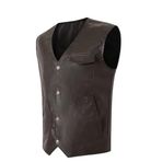Erkek V Yaka Slim Fit Suni Deri Yelek, Kahverengi, Çıtçıt Kapamalı, Günlük Kullanım,%70 Elastan%30 Polyester Karışım (Koyu Kahverengi Suni Deri Yelek, 3XL)