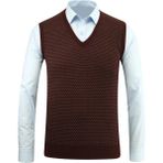 Erkek V Yaka Süveter Desenli Çelik Örgü Regular Kalıp - 5201H - M - Bordo