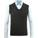 Erkek V Yaka Süveter Desenli Çelik Örgü Regular Kalıp - 5201H - XL - Antrasit