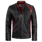 Erkek Vintage Stil Akıllı Günlük Hakiki Deri Ceket - Hibrit Motosiklet Deri Ceket - Erkek Cafe Racer Vintage Siyah Deri Ceket - Erkekler İçin Gerçek Deri Ceket, Yarışçı Siyah3, L