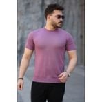 Erkek Viskon Kumaş Bisiklet Yaka Basic Tişört - Mor - 2XL