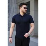 Erkek Viskon Kumaş Polo Yaka Tişört - Siyah - 3XL
