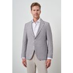 Erkek Vişne Keten Dokuma Slim Fit Mono Yaka Ceket