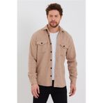Erkek Vizon Çift Cep Kapaklı Slim Fit Oduncu Gömlek-odg001r9503s Vizon