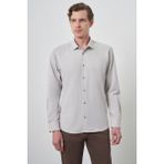 Erkek Vizon Slim Fit Italyan Yaka Gömlek - XL - Açık Kahverengi