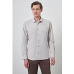 Erkek Vizon Slim Fit İtalyan Yaka Gömlek