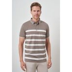 Erkek Vizon Trend Rınger Polo Yaka T-Shirt - XL