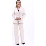 Erkek Yaka Çapraz Ceket & Bol Paça Pantolon-Bej - 40