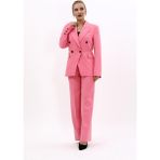 Erkek Yaka Çapraz Ceket & Bol Paça Pantolon-Pembe - 38
