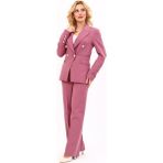 Erkek Yaka Çapraz Ceket & Bol Paça Pantolon-Rose - 34