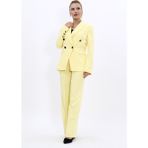 Erkek Yaka Çapraz Ceket & Bol Paça Pantolon-Sarı - 44