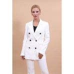 Erkek Yaka Kuruvaze Blazer Ceket-Beyaz - 34
