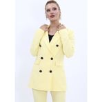 Erkek Yaka Kuruvaze Blazer Ceket-Sarı - 42