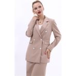 Erkek Yaka Kuruvaze Blazer Ceket-Taş - 42