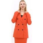 Erkek Yaka Kuruvaze Blazer Ceket-Turuncu - 40