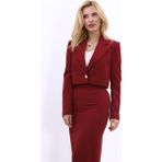 Erkek Yaka Tek Düğmeli Kısa Ceket-Bordo - 36