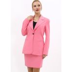 Erkek Yaka Tek Düğmeli Klasik Ceket-Pembe - 38
