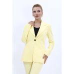 Erkek Yaka Tek Düğmeli Klasik Ceket-Sarı - 38