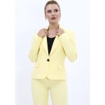 Erkek Yaka Tek Düğmeli Klasik Ceket-Sarı - 46