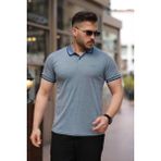 Erkek Yakalı Kagi Kumaş Kısa Kollu T-shirt