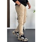 Erkek Yan Cepli Kargo Pantolon Krem Edw184