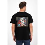 Erkek Yapay Zeka Tasarım Sırt Aplike Özel Baskılı %100 Pamuklu Penye Regular Fit T-Shirt (Pikasso2) - Siyah