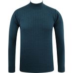Erkek Yarım Balıkçı Kazak Desenli Çelik Örgü Klasik Kalıp - 5204B - Petrol - 2XL