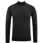 Erkek Yarım Balıkçı Kazak Desenli Çelik Örgü Regular Kalıp - 5206B - Lacivert - 2XL