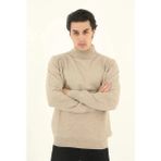 Erkek Yarım Balıkçı Yaka Triko Kazak - Bej - 2XL
