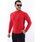 Erkek Yarım Balıkçı Yaka Triko Kazak - Kırmızı