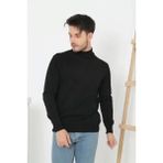 Erkek Yarım Balıkçı Yaka Triko Kazak - Siyah - XL