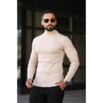 Erkek Yarım Boğazlı Triko Kazak - Bej - Standart