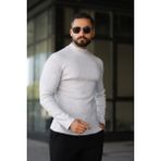 Erkek Yarım Boğazlı Triko Kazak - Gri - Standart