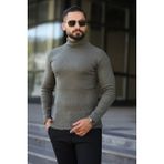 Erkek Yarım Boğazlı Triko Kazak - Haki - Standart