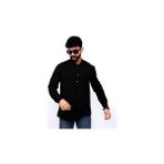 Erkek Yarım Düğmeli Gömlek Yaka Tunik-Siyah HMD0007