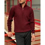 Erkek, Yarım Fermuar, Dik Yaka, Kışlık, Triko Örme, Old Money Culture, Kazak PLTK06 - XL - Bordo