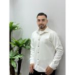 Erkek Yeni Sezon Süet Çıt Çıtlı Ceket Gömlek - Beyaz - 2XL