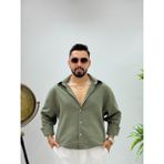 Erkek Yeni Sezon Ütü Gerektirmeyen Krinkıl Gömlek - Haki
