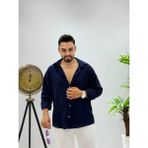 Erkek Yeni Sezon Ütü Gerektirmeyen Krinkıl Gömlek - Lacivert - XL